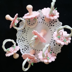Recuerdo de baby shower, adorno de chupete para tarta, juego de chupete, decoración de chupete para baby shower, decoración de baby shower para niña