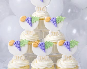 First Communion Cupcake Topper, Chalice Cupcake Topper, Communion Chalice, First Communion Decoration, Baptism Favors, Communion Chalice