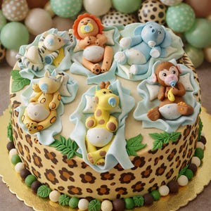 Jungle Baby Shower, Safari Decoration, Cake Baby Animals, Safri Baby Shower, Jungle Animals Picks, Safari Baby Shower, Jungle Decorations image 3
