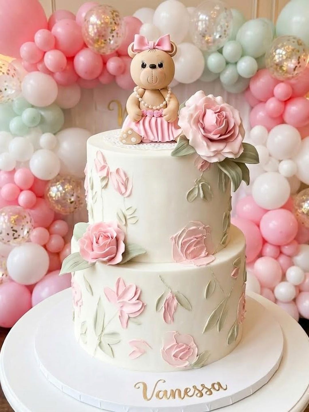 Pink Teddy Bear, Bear Baby Shower, Teddy Bear Cake Topper, Teddy Bear ...