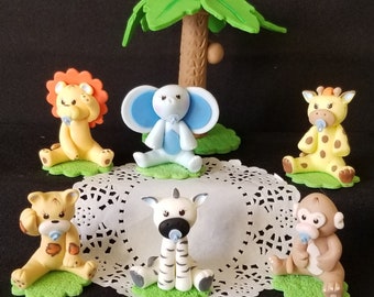 Jungle Birthday, Jungle Safari Cake Topper, Zoo Birthday, Safari Cake Topper, Jungle Animal Cake Topper, Cute Baby Animals, Safari Birthday