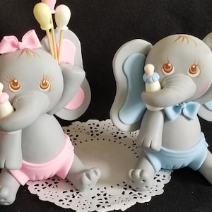 Elephant Cake Topper, Pink Baby Elephant, Elephant Cake Decor, Baby Elephant, Cute Gray Elephant, Safari Cake Decor, Pink Elephant Topper