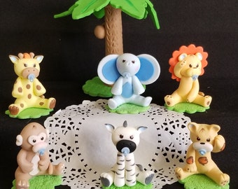 Jungle Safari Animal Cake Topper , Monkey Jungle Cake Topper, Jungle Baby Shower, Safari Cake Topper, Lion Giraffe Elephant Monkey Birthday