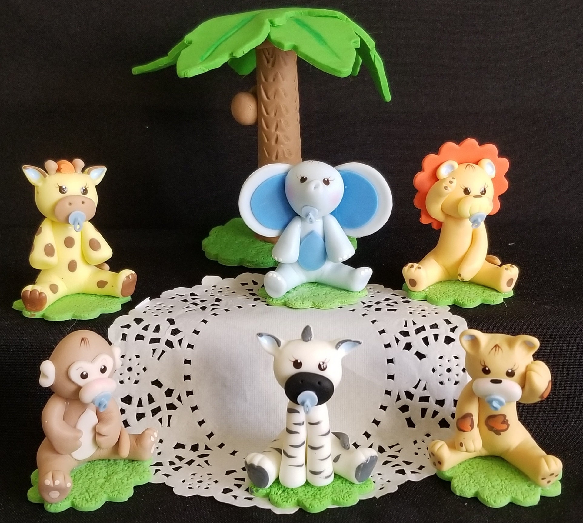 MONKEY TOPPER BIRTHDAY/BABY SHOWER DIAPER CAKE IN COLD PORCELAIN CENTERPIECE 