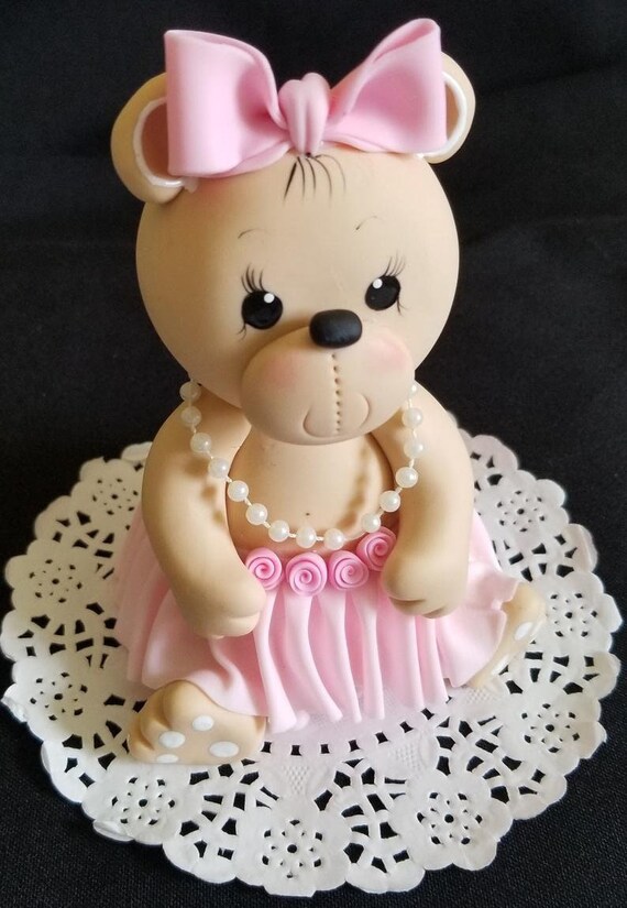 Baby Bear Cake Topper Teddy Bear Baby Shower Pink Bear Cake - Etsy
