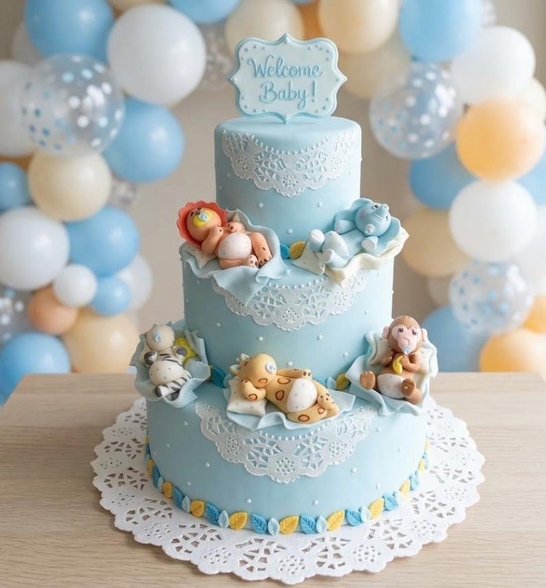Jungle Baby Shower, Safari Decoration, Cake Baby Animals, Safri Baby Shower, Jungle Animals Picks, Safari Baby Shower, Jungle Decorations image 2