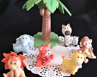 Safari Animals Cake Topper, Baby Animal Baby Shower, Jungle Animal Cake Topper, Cute Baby Animals, Safari Birthday, Jungle Safari Birthday