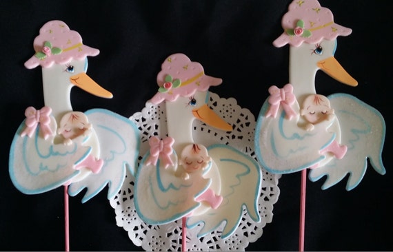 Blue Stork Baby Shower Stork 6 Baby Shower Centerpieces Etsy