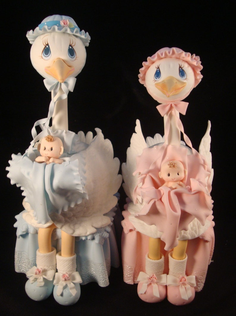 Boy Baby Shower Stork Cake Topper Pink Cake Topper Baby Etsy