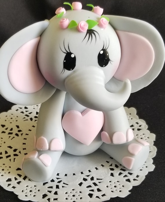 Baby Shower Elephant, Jungle Cake Topper Cute Elephant, Pink Elephant, Jungle Baby Shower, Elephant Cake Topper, Baby Shower Prince Elephant