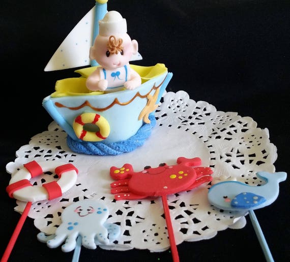 Tarta De Ducha De Bebe Nautico Topper De Pastel Nautico Bebe Etsy Mexico