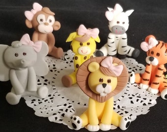 Jungle Safari Baby Animals, Jungle Animal Cake Topper, Lion Giraffe Monkey Elephant Cake Topper, Zoo Birthday Decorations, Safari Animals