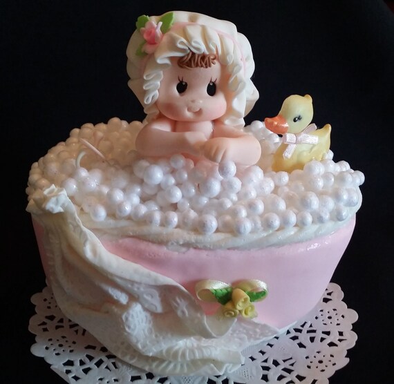 Baby Shower Cake Topper Baby Shower Baby In Tub Favor Ducky