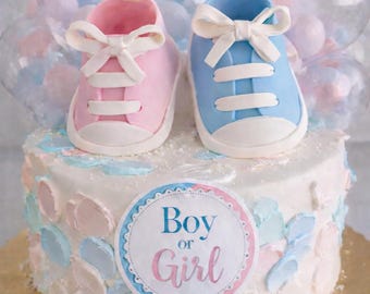 Baby Shoes Cake Topper, Baby Cake Topper, Gender Reveal Cake Topper, Cake Decoration Baby Girl Shoes, Pink Baby Booties, Fillable Baby Shoes