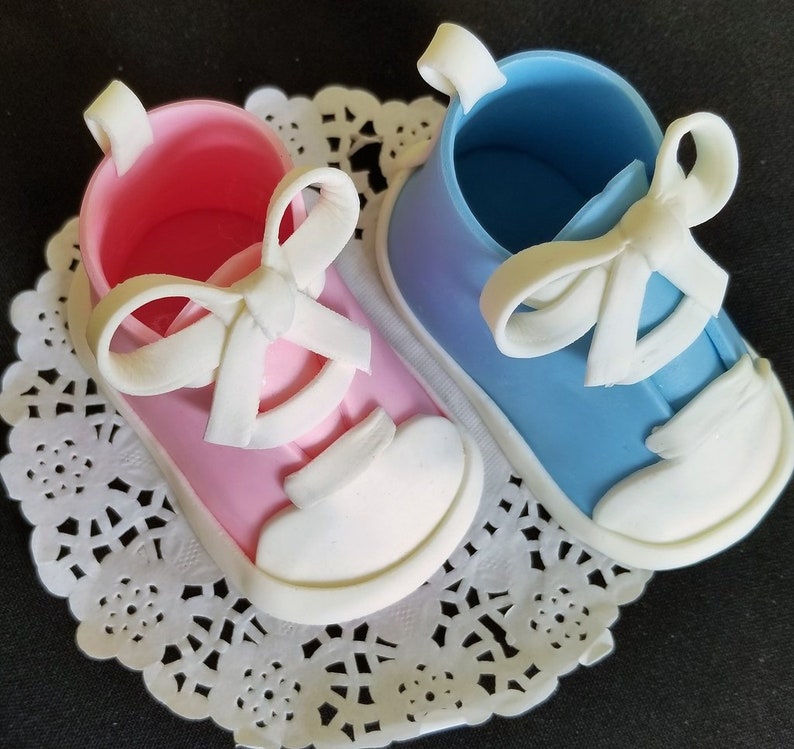 Baby Shoes Cake Topper Baby Cake Topper Gender Reveal Cake Etsy