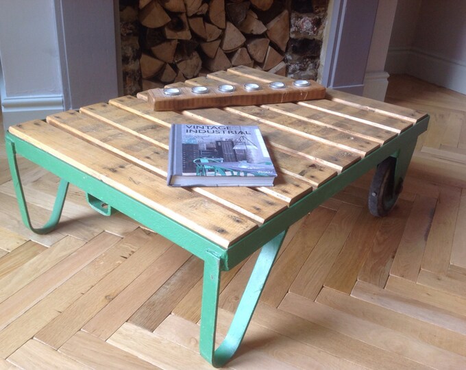 Industrial Vintage Coffee Table Made From an Original Pallet Trolley Etsy