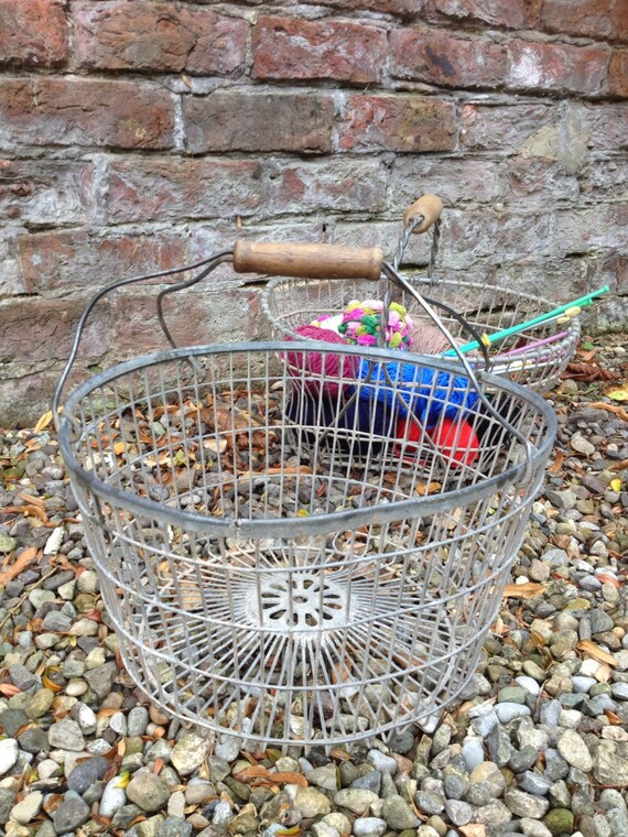 Items similar to Vintage Galvanised Wire Fruit / Potato Basket on Etsy