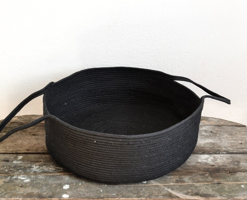 Rope storage basket Black basket Laundry Etsy