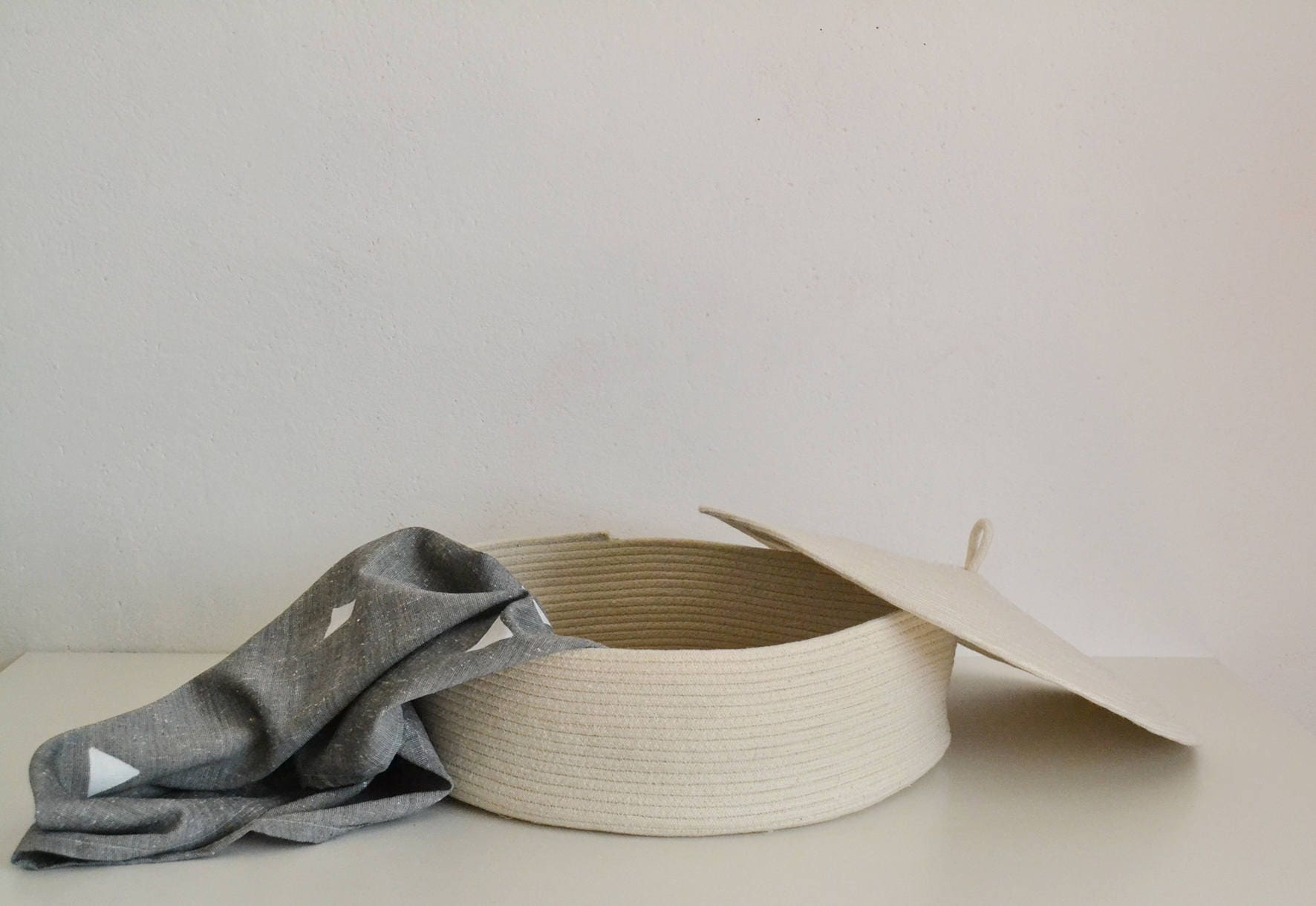 Panier de Rangement, Panier d'herbiers Marins, Panier à Corde, Couvercle, avec Court, Linge, Jouets