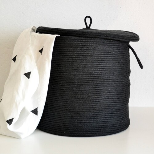 XL Storage Basket With Lid Handwoven Basket Laundry Hamper Etsy