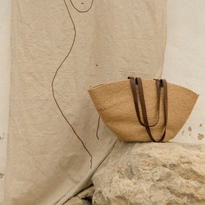 Straw Beach Basket Bag, Moroccan Basket Bag, Raffia Basket Bag, Jute Rope Bag, French Straw Market Beach Bag, Gift for Her image 6