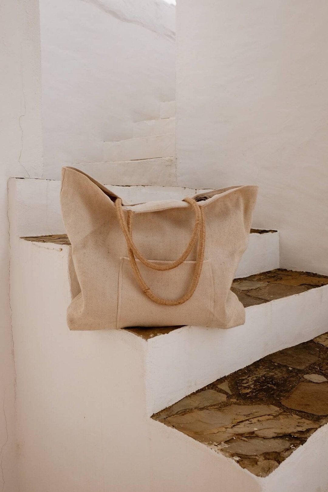 Linen Beach Bag Heavy Linen Bag Natural Linen Tote Bag Etsy