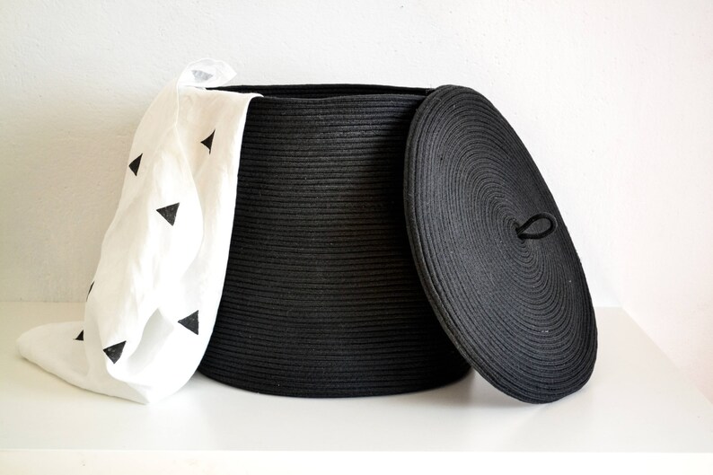 XL Storage Basket with Lid Handwoven Basket Laundry Hamper Etsy