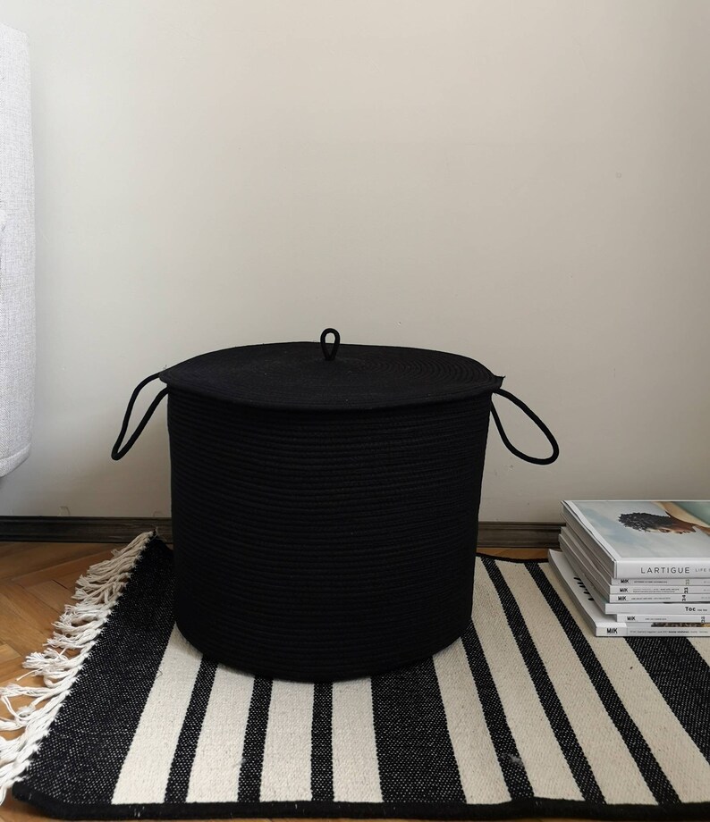XL Storage Basket with Lid Handwoven Basket Laundry Hamper Etsy