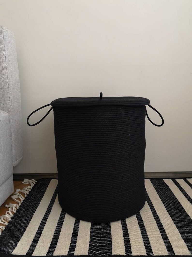 XL Storage Basket with Lid Handwoven Basket Laundry Hamper Etsy