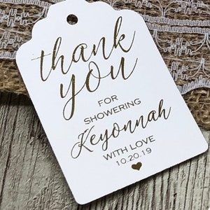 Merci pour la douche, Étiquettes de cadeau de baby shower, Étiquettes de cadeau de shower de bébé, Étiquettes de cadeau de douche nuptiale, Étiquettes de cadeau de feuille d'or, Étiquettes de cadeau de remerciement Blush blanc cassé crème +