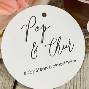 Baby Shower Favor Tags, Pop & Cheer Tags, Champagne Favor Tags, Pop Open Cheer Favor Tags, Gold Foil Tags