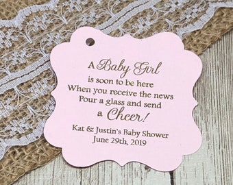 2" Baby Shower Favor Tags, Pop Champagne Favor Tags, Mini Champagne Favor Tags, Baby Shower Tags, Blush Navy Gold Favor Tags, Favor Tags