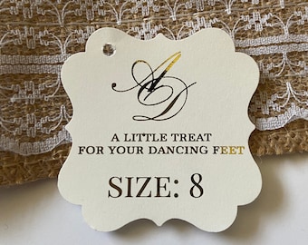 Personalized Gold Foil Flip Flop Favor Tags: 2" Wedding Tags