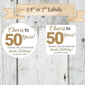 Cheers to Years Stickers: Birthday Favor Labels, 1.5&quot; or 2&quot; Size