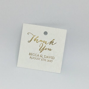 1.5&quot; Thank You Favor Tags, Gold Foil Tags, Wedding Tags, Wedding Favor Tags, Foil Wedding Tags, Blush Black Navy Cream Rose Gold +