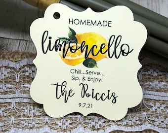 2" Lemon Limoncello Wedding Favor Tags: Personalized