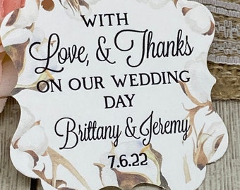 Cotton Wedding Favor Tags: Flourish Square Thank You Tags, 2" Size