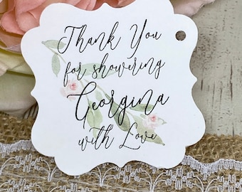 Greenery Bridal Shower Favor Tags: Floral Thank You Tags, 2" Size