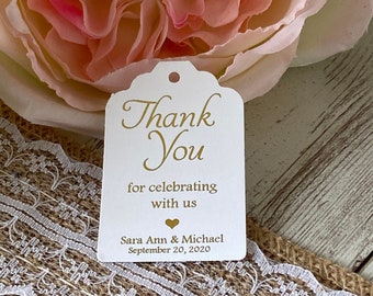 Wedding Favor Tags, Wedding Tags, Gold Foil Tags, Thank You Celebrating With Us Tags, Pick Your Colors