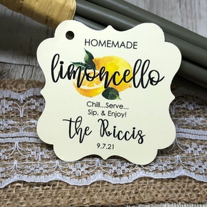 2&quot; Lemon Limoncello Favor Tags, Wedding Tags, Wedding Favor Tags, Limoncello Wedding Favor Tags, Personalized Favor Tags, Off White Sand +