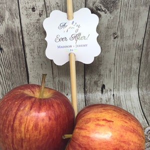 2" Candy Apple Favor Tags, Wedding Apple Favor Tags, Appley Ever After ...