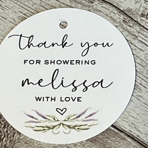 Personalized Lavender Theme Bridal Shower Favor Tags, 2&quot; Round