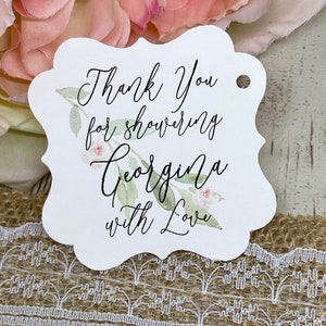 Greenery Bridal Shower Favor Tags: Floral Thank You Tags, 2&quot; Size