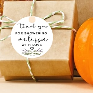 Lavender Bridal Shower Favor Tags: Thank You Tags, 2&quot; Round