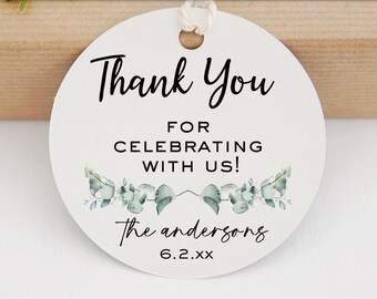 Personalized Wedding Favor Tags: Eucalyptus Gift Tags, 2" Round