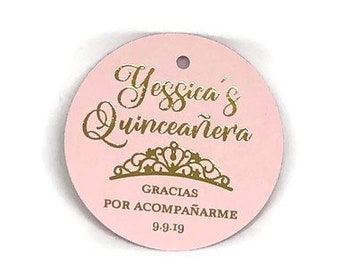 2 Personalized Mis Xv Anos Quinceanera Mis Quince Gracias Sweet 15 Tiara  Princess Gold Foil Tags Blush Burgundy Navy Cream Silver Foil -  Israel
