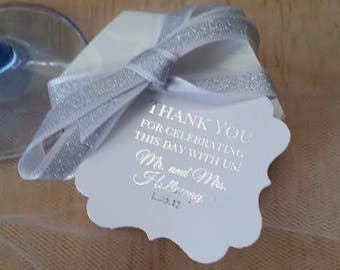 Silver Foil Wedding Favor Tags: Thank You, 2" Round (65lb Card Stock)