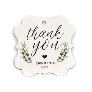 Olive Branch Thank You Favor Tags: Wedding, Cream White (2&quot; Round)