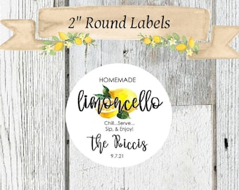 Limoncello Wedding Favor Labels: Homemade Stickers, Thank You Labels