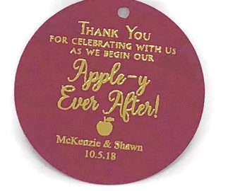 Caramel Apple Leaves Guest Favor Stickers #057-KR Appley Ever After Kraft Brown Wedding Stickers Rustic Autumn Wedding Favor Labels